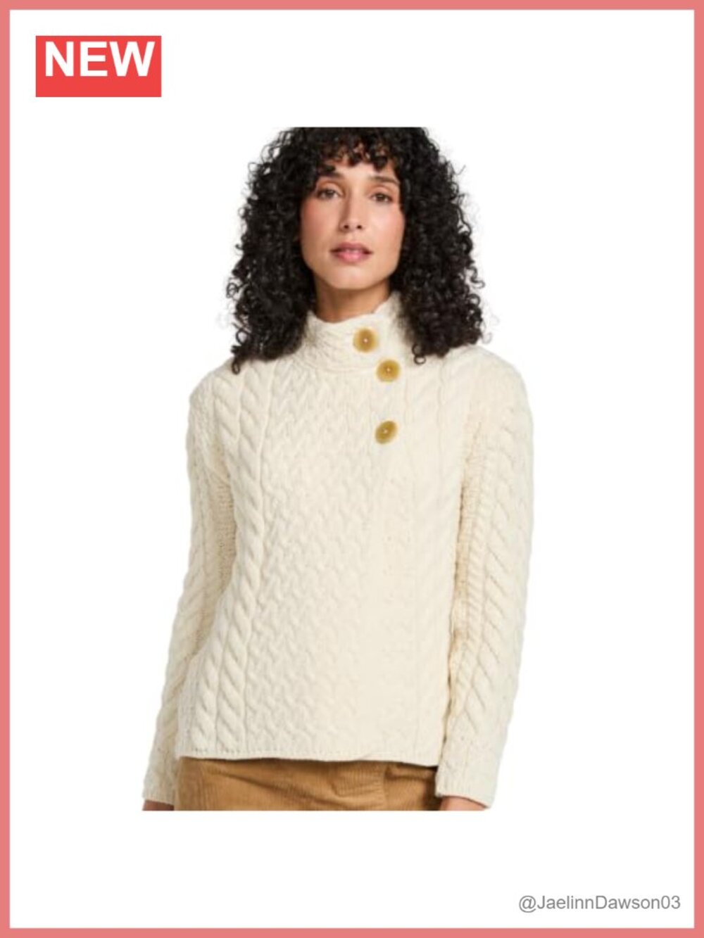 Merino Wool Asymmetrical Cable Knit Cardigan Made in Ireland